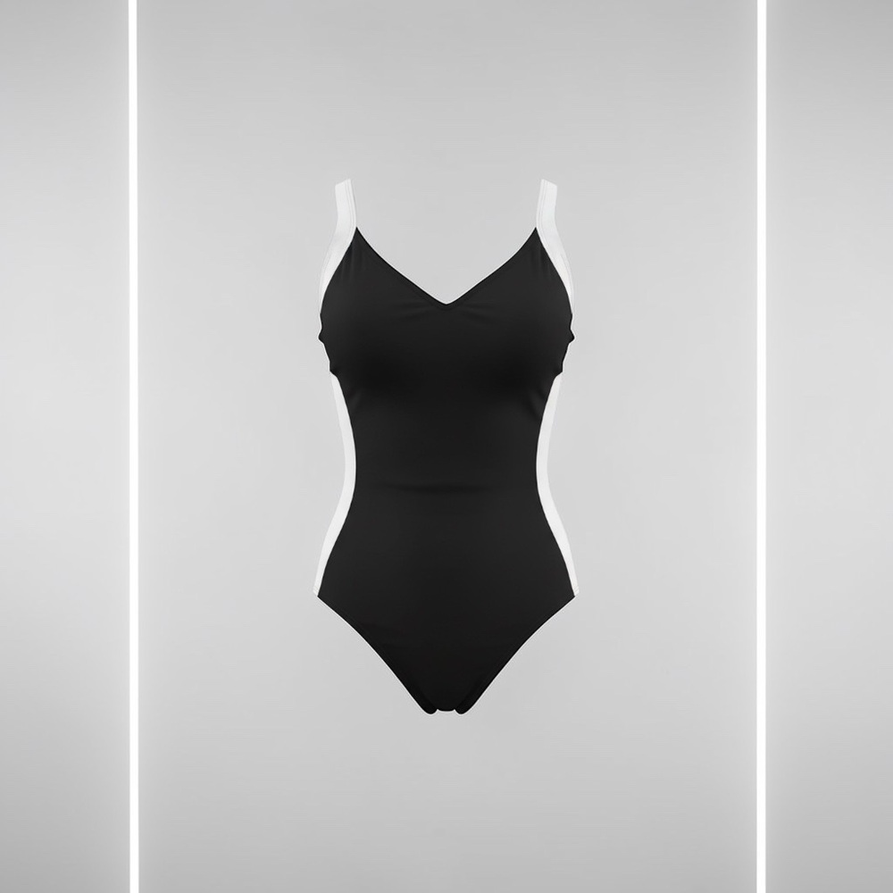 Black and White One-Piece Swimsuit
